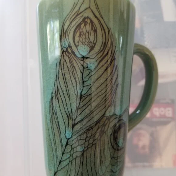 Peacock Feather Artsy Coffee Tea Mug - Picture 4 of 10